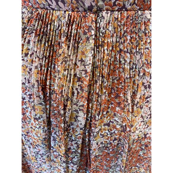 vintage 1970s rust chiffon maxi skirt high waist accordion pleat full boho 27 s - Picture 11 of 11